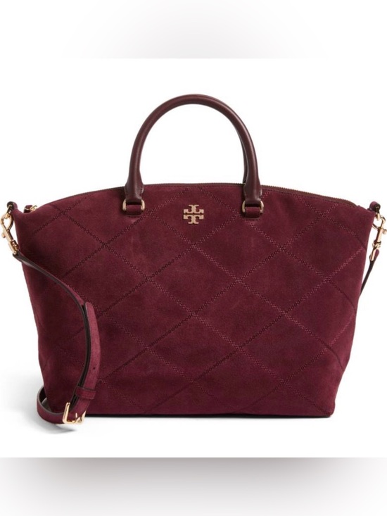 Tory Burch Handbags - Tory Burch Frida Suede Quilted Satchel Plum Gold EXCELLENT